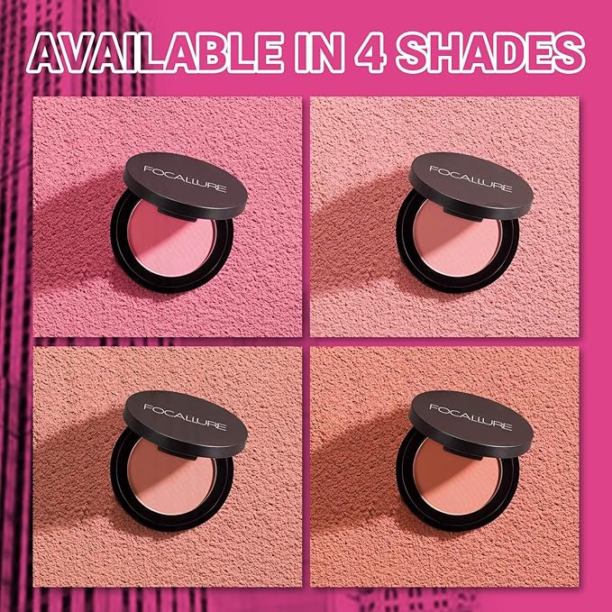 FOCALLURE Silky Face Pressed Blush,High Pigment Mineral Blusher,Create a Fade-free Flawless Finish and Give your Skin a Natural Glow,Lightweight Facial Blusher Makeup,SMASHING