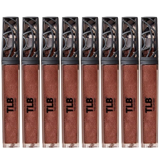 The Lip Bar Vegan Non-Sticky Lip Gloss, with Hydrating Shea Butter for a Lightweight, High Shine Finish, Extra - Brown Shimmer, 8 pack