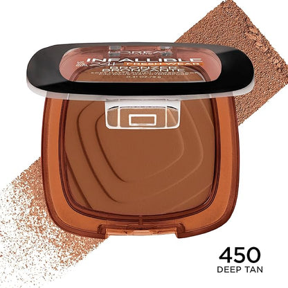 L'Oreal Paris Infallible Up to 24H Fresh Wear Soft Matte Longwear Bronzer. Waterproof, heatproof, Transfer, humidity and sweatproof, Deep Tan, 0.31 oz