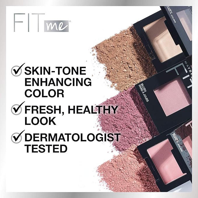 Maybelline Fit Me Blush, Lightweight, Smooth, Blendable, Long-lasting All-Day Face Enhancing Makeup Color, Buff, 1 Count (Pack of 4)