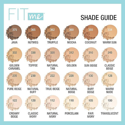 Maybelline Fit Me Matte + Poreless Pressed Face Powder Makeup, Truffle, 1 Count (Pack of 2)