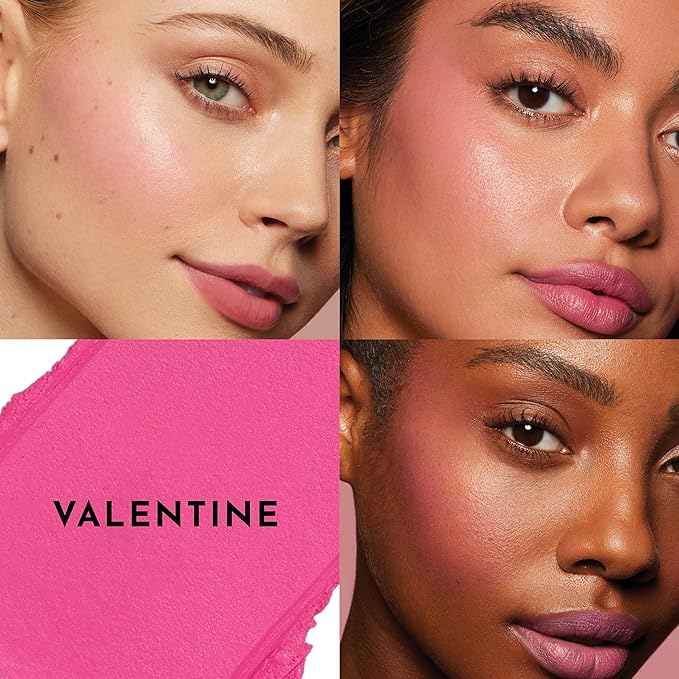 Pinch My Cheeks Soft-Blur Cream Blush - Valentine - Premium Blush with Natural Ingredients to Re-Energize and Protect the Skin While Imparting a Soft, Cloudy Finish - 0.18 oz