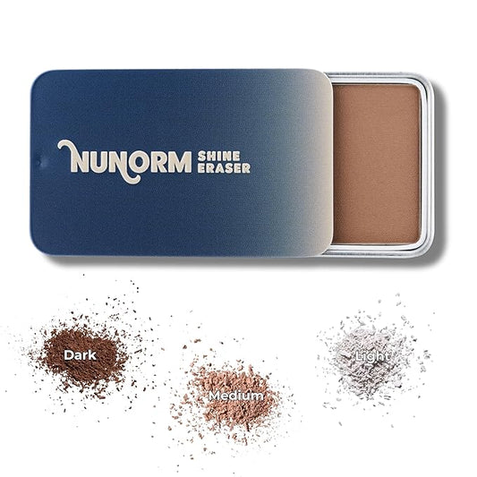 Shine Eraser | Absorbs Oil + Minimizes Pores | Premium Mattifying Formula for Men’s Skin | 3 Shades | High-Performance Ingredients | Made In USA | Cruelty-Free + Vegan | 100% Recyclable Tin