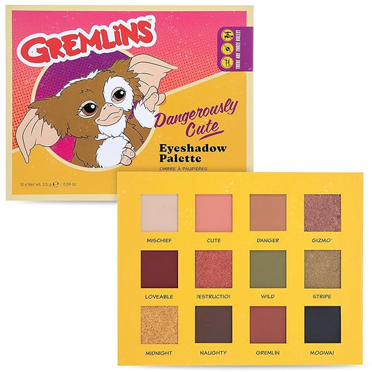 MAD Beauty Warner Bros Gremlins Eyeshadow Palette, Lid Mirror, Travel Ready, Metallic Shimmers, Pressed Glitter