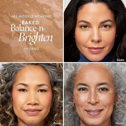 LAURA GELLER NEW YORK Award-Winning Baked Balance-n-Brighten Color Correcting Powder Foundation - Sand - Buildable Light to Medium Coverage - Demi-Matte Natural Finish