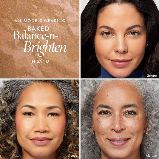 LAURA GELLER NEW YORK Award-Winning Baked Balance-n-Brighten Color Correcting Powder Foundation - Sand - Buildable Light to Medium Coverage - Demi-Matte Natural Finish