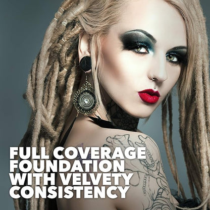 MANIC PANIC Goth White Cream To Powder Foundation Bundle with Poison Ivy Green Face & Body Paint Makeup