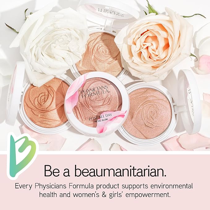 Physicians Formula Rosé All Day Highlighter Blush Face Powder, Shimmer Petal Glow, Pink Soft Petal, Dermatologist Tested, Clinicially Tested