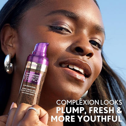 Covergirl Simply Ageless Skin Perfector Essence Foundation, 80 Deep, Tinted Skincare Makeup Hybrid, Sheer Tint, Radiant Finish, Glowy Finish, Vegan Formula, 1.0oz