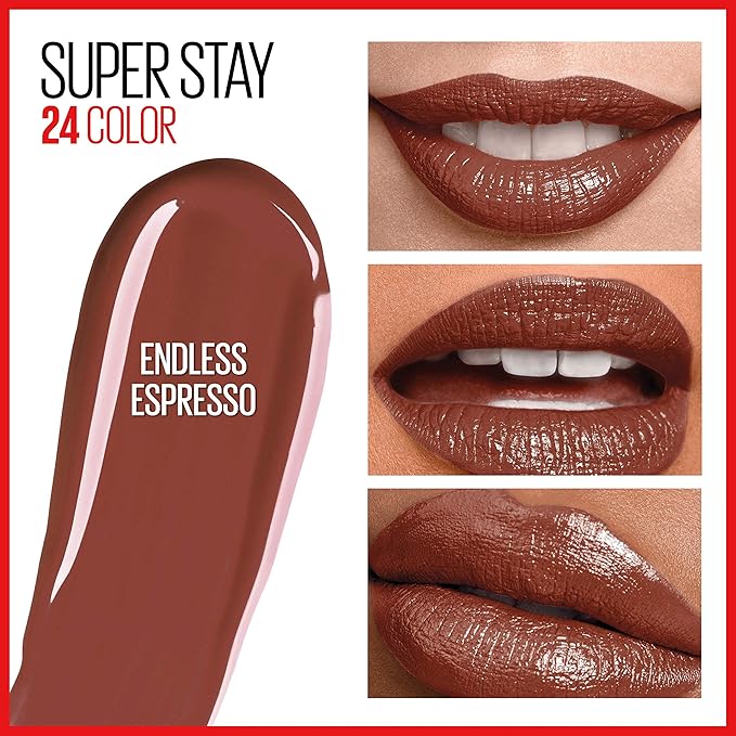Maybelline Super Stay 24, 2-Step Liquid Lipstick Makeup, Long Lasting Highly Pigmented Color with Moisturizing Balm, Endless Espresso, Brown, 1 Count