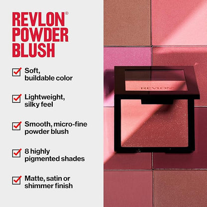 Revlon Powder Blush Face Makeup, High Impact Buildable Color, Lightweight & Smooth Finish, 006 Naughty Nude, 0.17 oz