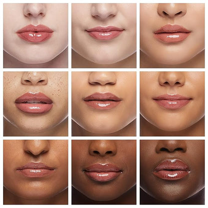 Big Brush Head Hydrating Lip Glow Oil Plumping Lip Tint, Hydrating Lip Gloss Tinted Lip Balm Transparent Lip Care, Long Lasting Nourishing Non-sticky Fresh Texture (Chocolate)