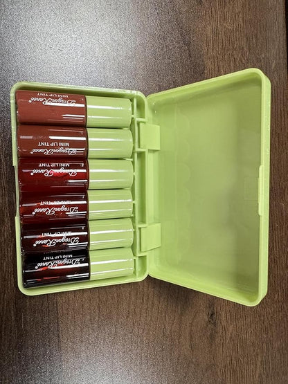 6 Colors Lip Tint Stain Set, Korean Velvet Water Lip Tint Moisturizing Mini Liquid Lipstick, Multi-Use Lip and Cheek Tint Stains Set, Long Lasting, Non-Stick Cup, High Pigment, Vivid Color (Avocado)