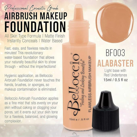 Belloccio's Professional Cosmetic Airbrush Makeup Foundation 1/2oz Bottle: Alabaster