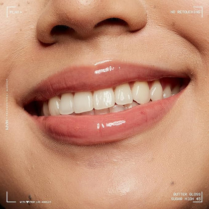 NYX PROFESSIONAL MAKEUP Butter Gloss Brown Sugar, Non-Sticky Lip Gloss - Sugar High (Peachy Light Nude)