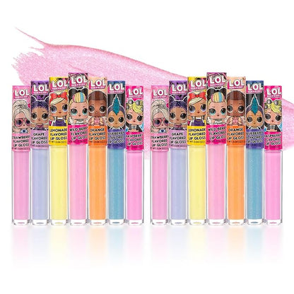 L.O.L Surprise! 14pc Lip Gloss for Girls, Lol Lip Gloss Set Value Pack, 14 Assorted Fruit Flavored Lip Glosses, Non Toxic, Kid Friendly, Party Favors, Gift For Kids