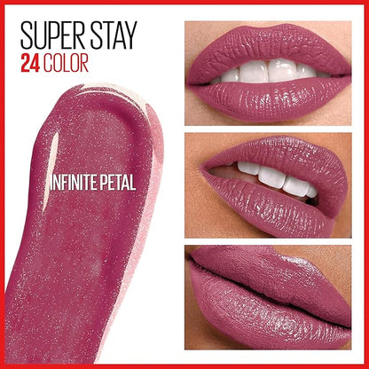 Maybelline Super Stay 24, 2-Step Liquid Lipstick Makeup, Long Lasting Highly Pigmented Color with Moisturizing Balm, Infinite Petal, Pink, 1 Count