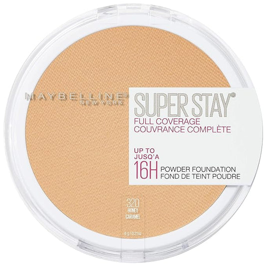 Maybelline Super Stay Full Coverage Powder Foundation Makeup, Up to 16 Hour Wear, Soft, Creamy Matte Foundation, Honey, 1 Count