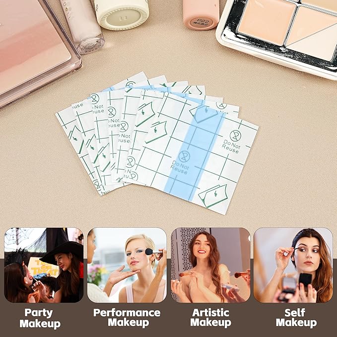 300 Pieces Makeup Hand Palette Single Use Makeup Mixing Palette, Transparent Waterproof Makeup Palettes Cosmetic Makeup Palette, Adhesive Artist Cosmetic Makeup Palette for Makeup Artist (transparent)