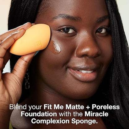 Maybelline Fit Me Matte + Poreless Liquid Foundation and Real Techniques Makeup Sponge Bundle, Includes 1 Foundation in Mocha and 2 Miracle Complexion Makeup Sponges