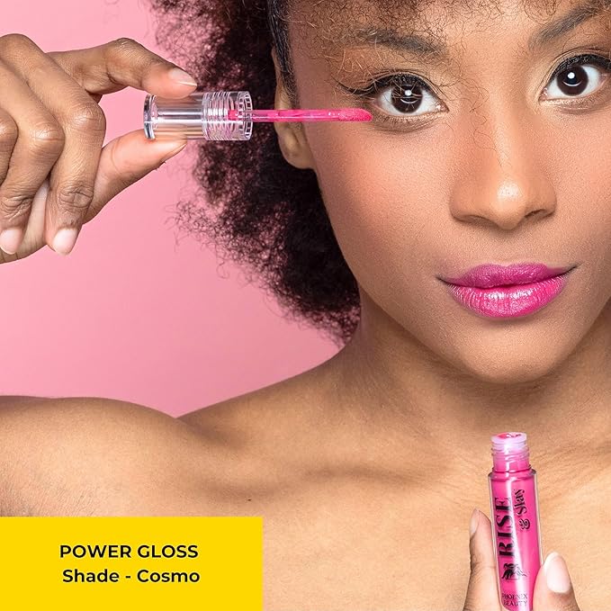 Rise & Slay Power Gloss – High-Pigment Hydrating Gloss Lipstick with Hyaluronic Acid, Jojoba Oil, Castor Oil, Vit-E, Non-Sticky Vibrant Shine, Fuchsia Pink Rose (Cosmopolitan, 4.5 ml)