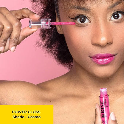Rise & Slay Power Gloss – High-Pigment Hydrating Gloss Lipstick with Hyaluronic Acid, Jojoba Oil, Castor Oil, Vit-E, Non-Sticky Vibrant Shine, Fuchsia Pink Rose (Cosmopolitan, 4.5 ml)