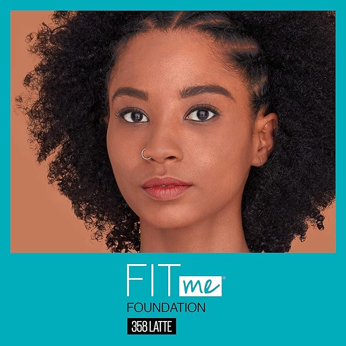 Maybelline Fit Me Matte + Poreless Liquid Foundation Makeup, Latte, 1 fl; oz; Oil-Free Foundation (Pack of 3)