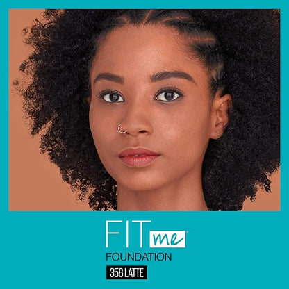 Maybelline Fit Me Matte + Poreless Liquid Foundation Makeup, Latte, 1 fl; oz; Oil-Free Foundation (Pack of 3)