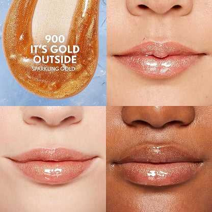 COVERGIRL Clean Fresh Yummy Plumper Lip Gloss, 900 It's Gold Outside, Shiny, Vegan Formula, Easy to Apply, Minty Flavor, 0.33oz