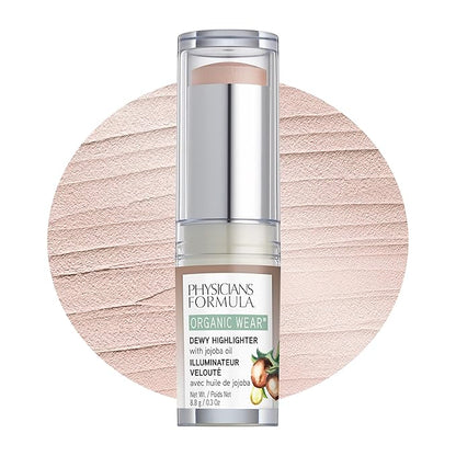 Physicians Formula Organic Wear All Natural Dewy Highlighter Stick Makeup, Stick Cream To Powder, Dew Frost, Dermatologist Tested