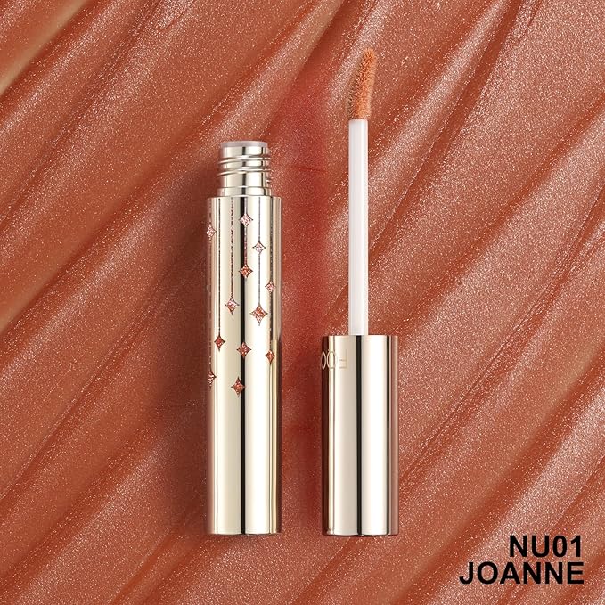 FOCALLURE High Shine Glitter Lip Gloss,Hydrates and Soothes Lips for a Gorgeous,Delivers a Non-sticky Glossy finish,Long-lasting Shine & Fuller-looking Lip Makeup,NU01 JOANNE