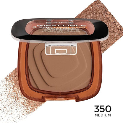 L'Oreal Paris Infallible Up to 24H Fresh Wear Soft Matte Longwear Bronzer. Waterproof, heatproof, Transfer, humidity and sweatproof, Medium, 0.31 oz