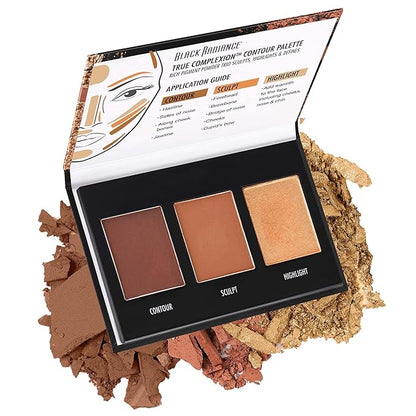 Black Radiance True Complexion Loose Setting Powder Banana 0.64 Ounce and Contour Palette Medium to Dark 0.38 Ounce