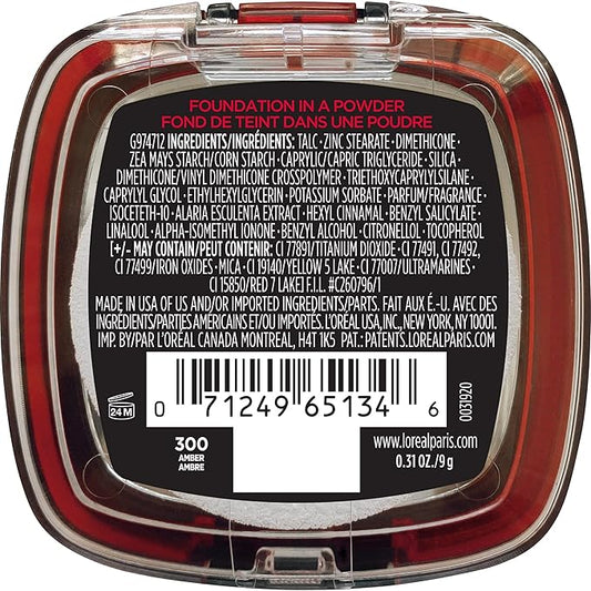 L'Oreal Paris Makeup Infallible Fresh Wear Foundation in a Powder, Up to 24H Wear, Waterproof, Amber, 0.31 oz.