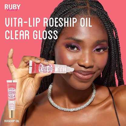 Ruby Kisses Broadway Vita-Lip Clear Lip Gloss (Rosehip Oil 3 Pack), Ultra-Hydrating & Soothing Formula with Vitamin Oils, High-Shine Non-Sticky Finish, Healing Glossy Lip Balm With Vitamin A