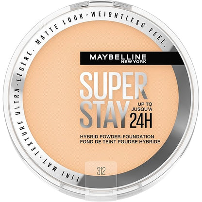 Maybelline Super Stay Up to 24HR Hybrid Powder-Foundation, Medium-to-Full Coverage Makeup, Matte Finish, 312, 1 Count