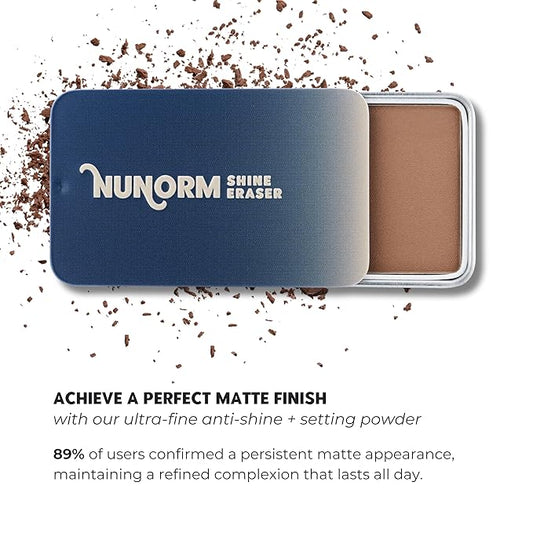 Shine Eraser | Absorbs Oil + Minimizes Pores | Premium Mattifying Formula for Men’s Skin | 3 Shades | High-Performance Ingredients | Made In USA | Cruelty-Free + Vegan | 100% Recyclable Tin
