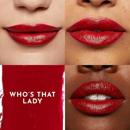 Forget the Filler Lip-Plumping Line-Smoothing Satin Cream Lipstick, Whos That Lady, Red, 0.1 Ounce