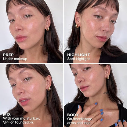 Saie Mini Glowy Super Gel Lightweight Illuminator - Luminizer + Makeup Primer for Glowing Skin - Enriched with Vitamin C + Hydrating Squalane Oil - Roseglow (0.5 oz)