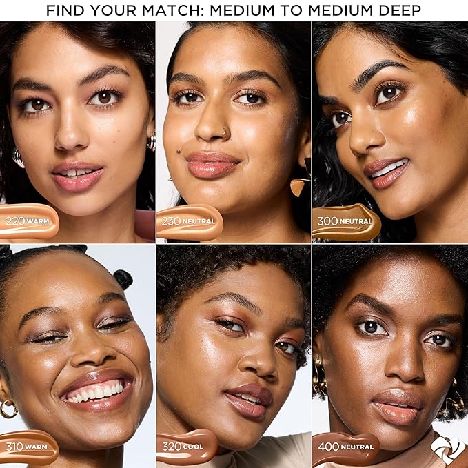 L'Oreal Paris Lumi Le Glow Skin Tint, Lightweight Water-Based Tinted Serum with Foundation-Like Coverage, Glow Illuminator, Warm 310, 0.85 Fl Oz