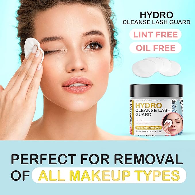Lyon Lash Make Up Remover Cleaning Pads for Eyelash Extensions (30 Pcs)| Lint Free Silicon Pads| No Damage to Lash Extensions| Waterproof Makeup Removal & Facial Cleansing| Eyelash Extension Supplies