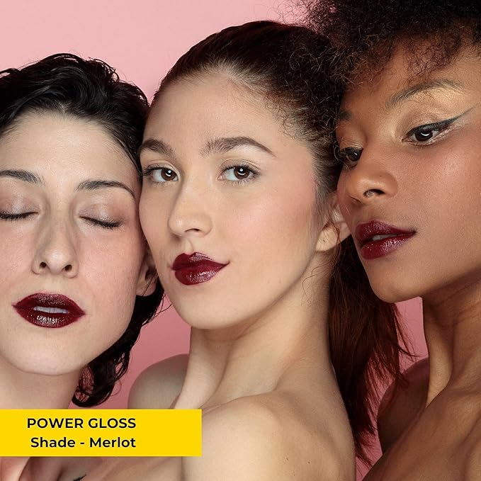 Rise & Slay Power Gloss – High-Pigment Hydrating Gloss Lipstick with Hyaluronic Acid, Jojoba & Castor Oil, Vit-E, Non-Sticky Vibrant Shine, Dark Brown Goth Lips (Merlot, 4.5 ml)