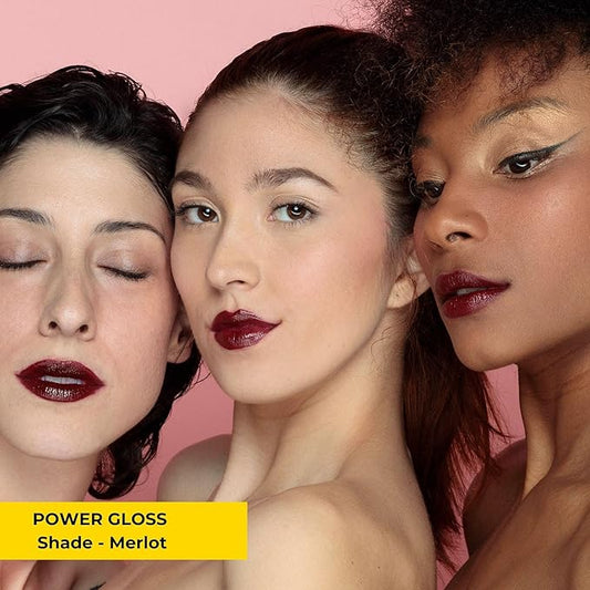 Rise & Slay Power Gloss – High-Pigment Hydrating Gloss Lipstick with Hyaluronic Acid, Jojoba & Castor Oil, Vit-E, Non-Sticky Vibrant Shine, Dark Brown Goth Lips (Merlot, 4.5 ml)