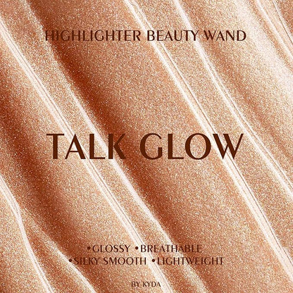 KYDA Highlighter Beauty Wand, Face Illuminator with Cushion Applicator, Natural Glossy Finish, Silky Smooth Cream, Face Highlighter Bronzer Makeup, Lightweight Blendable-Talk Glow