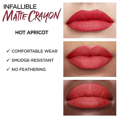 L’Oréal Paris Infallible Matte Lip Crayon, Hot Apricot (Packaging May Vary)