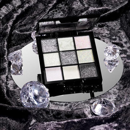KimChi Chic Jewel Collection Eyeshadow Palette - Pigmented Blendable Matte & Glitter Shades, Long Lasting, Cruelty Free, Includes Jewel Stickers, Diamond