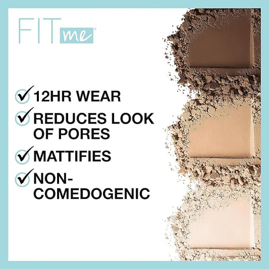 Maybelline New York Fit Me Matte + Poreless Powder Makeup, Warm Sun, 0.28 Ounce, Pack of 1, 334 WARM SUN (Pack of 2)