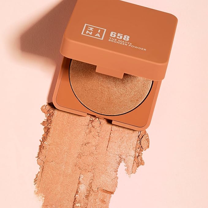 3ina Makeup - The Bronzer Powder 658 - Sand - Bronzer Powder - Medium to Dark Tones - Brown Skin Matt - Sun Kissed - Light Texture and Silky Finish - Vegan - Cruelty Free