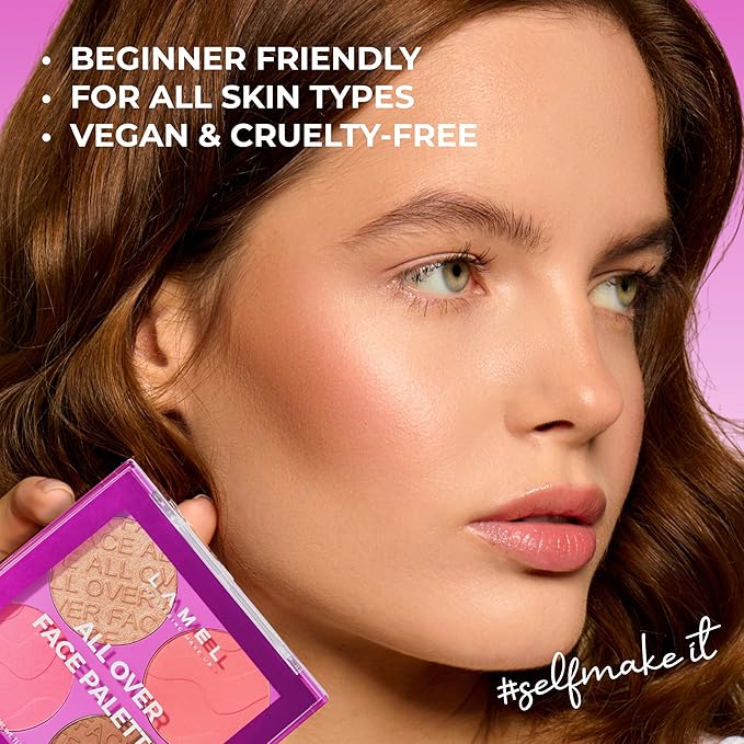 All-Over Face Contour Palette - 4-in-1 Blush, Highlighter & Contour Makeup Kit - Face Sculpting Makeup Palette with Powder Formula - Blendable, Buildable Texture - 02 Medium/Warm, 11.5g, 0.4oz