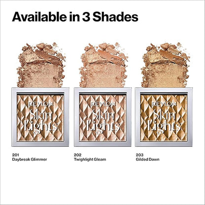 Revlon Skinlights Prismatic Powder Highlighter, Lightweight, Super-Smooth Buildable Shimmer, Twilight Gleam (202), 0.28 Oz
